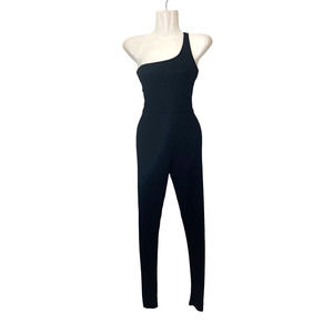 Women's Pretty Little Thing One Shoulder Ribbed Knit Pants Jumper Black Size 0